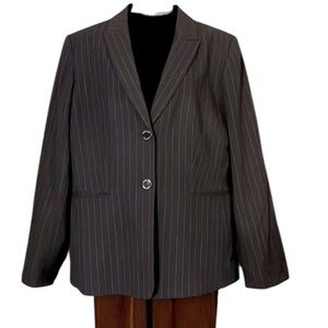 Calvin Klein Grey Two Button Classic Pinstripe Blazer L